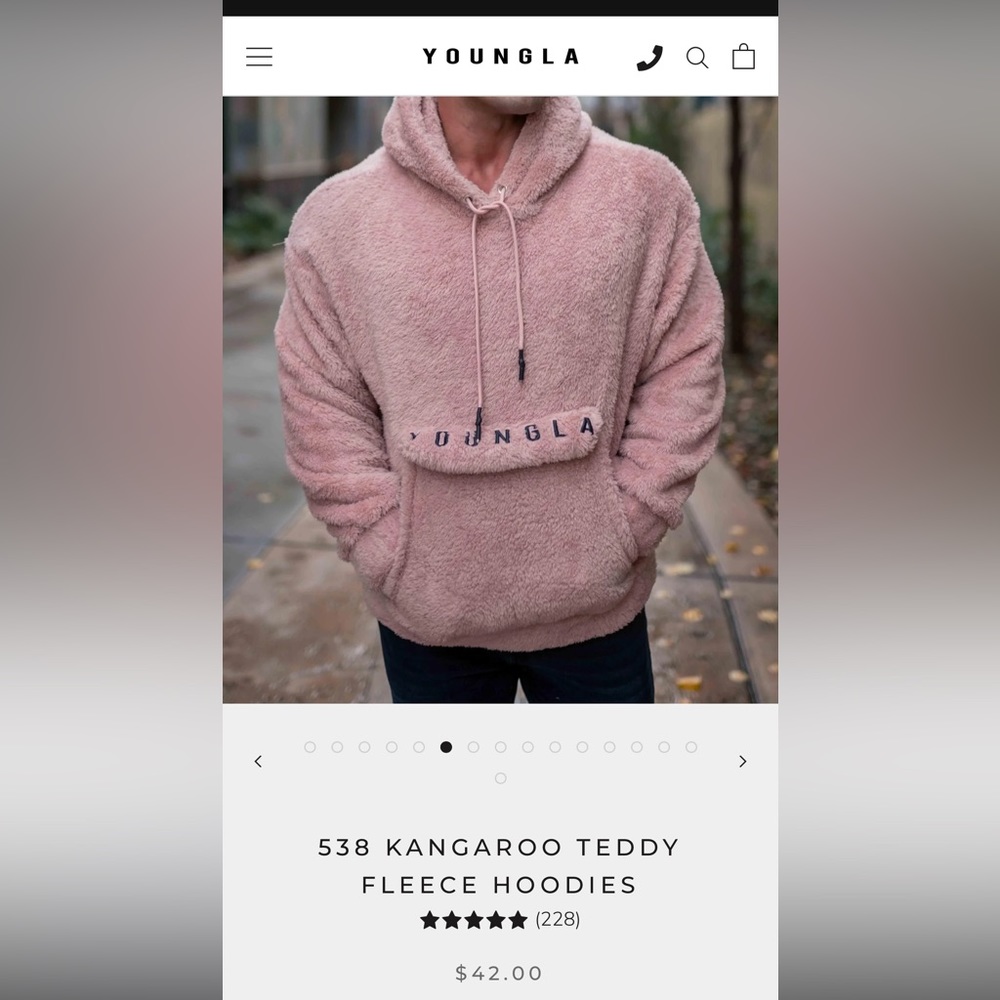 Youngla - Teddy Fleece Hoodie - color SALMON // Size XL